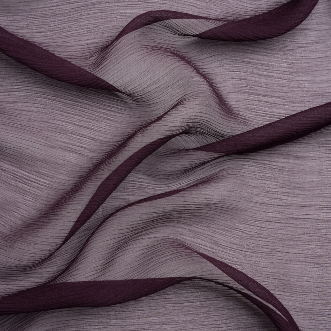 1 Yard Eggplant Crinkled Lightweight Silk Chiffon Fabric 43" Wide